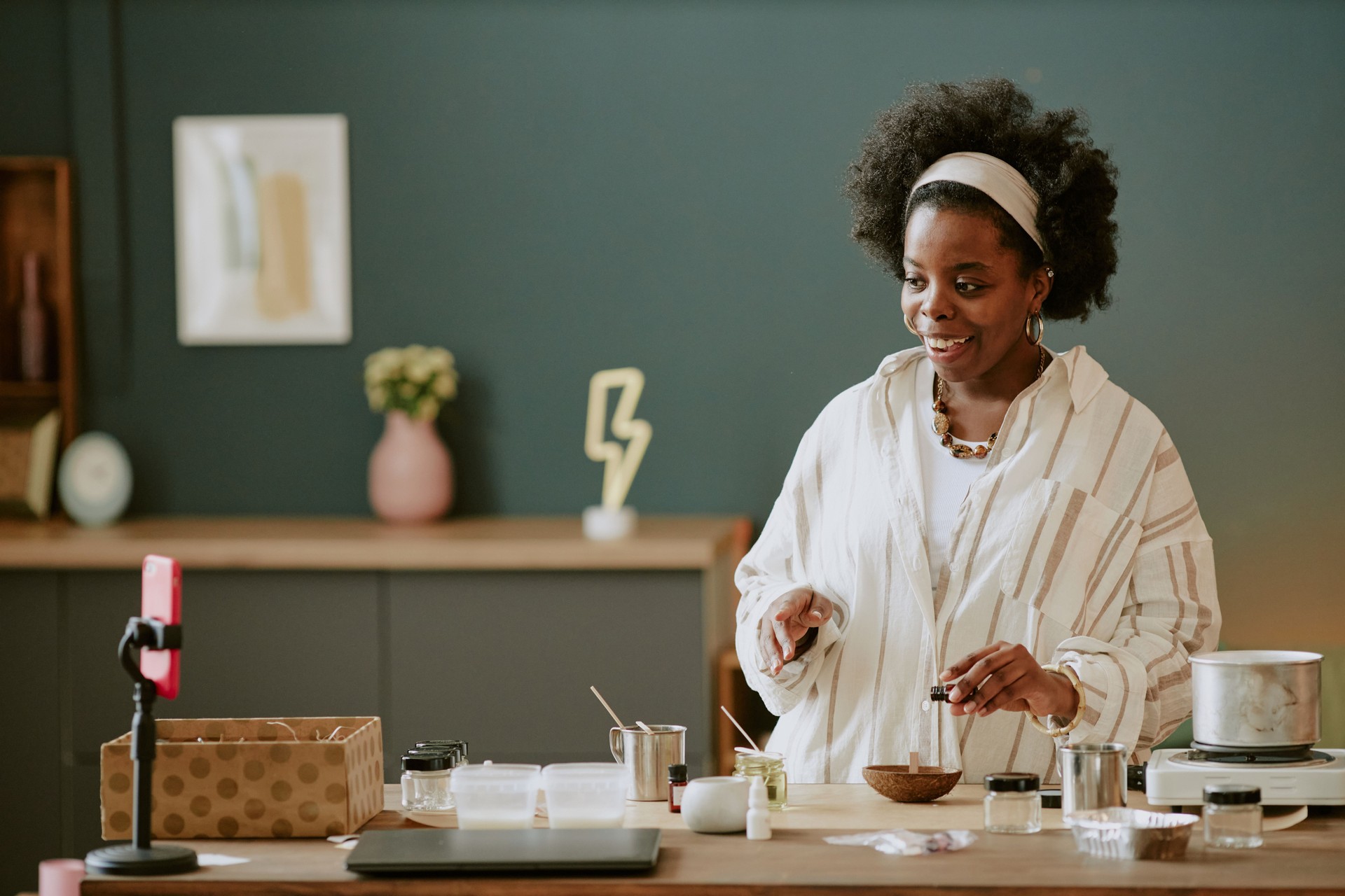 Preparing Skin Care Products in Modern Kitchen Setting